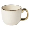 Xenos Espressomokje met gouden rand - beige - 80 ml- Mokken|Kerstcadeaus
