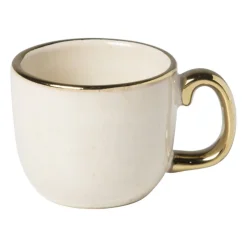 Xenos Espressomokje met gouden rand - beige - 80 ml- Mokken|Kerstcadeaus