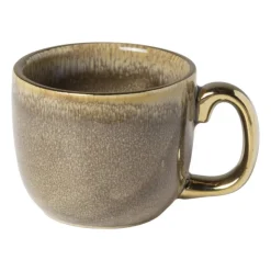Xenos Espressomokje met gouden rand - bruin - 80 ml- Mokken|Kerstcadeaus