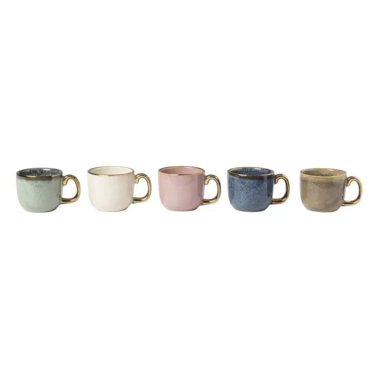 Xenos Espressomokje met gouden rand - bruin - 80 ml- Mokken|Kerstcadeaus