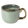 Xenos Espressomokje met gouden rand - groen - 80 ml- Mokken|Kerstcadeaus