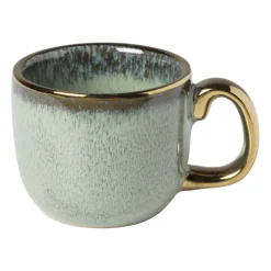 Xenos Espressomokje met gouden rand - groen - 80 ml- Mokken|Kerstcadeaus
