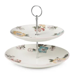 Xenos Etagere bloemen en vlinder - multikleur - 25 cm- Etagères