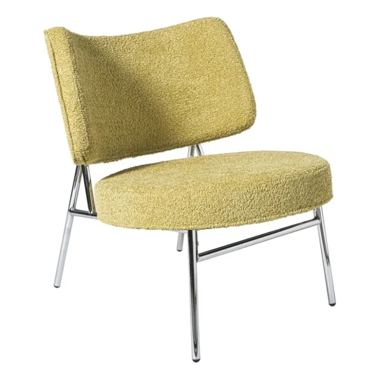 Xenos Fauteuil Amber - geel/zilverkleurig - 71.5x63x70.5 cm- Fauteuils