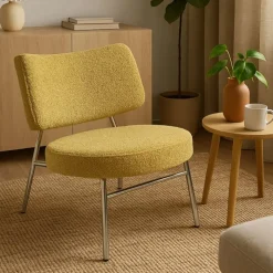 Xenos Fauteuil Amber - geel/zilverkleurig - 71.5x63x70.5 cm- Fauteuils