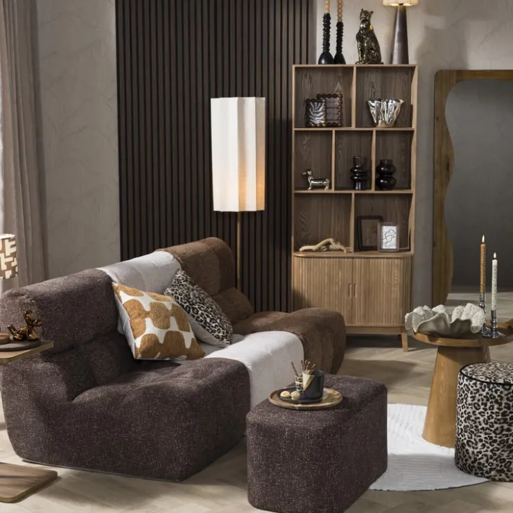 Xenos Fauteuil chenille - beige - 87x72x66 cm- Fauteuils