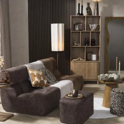 Xenos Fauteuil chenille - bruin - 87x72x66 cm- Fauteuils