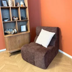 Xenos Fauteuil chenille - donkerbruin - 87x72x66 cm- Fauteuils