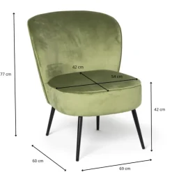Xenos Fauteuil Frida - groen - 77x69x60 cm- Fauteuils