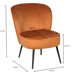 Xenos Fauteuil Frida - terra - 77x69x60 cm- Fauteuils