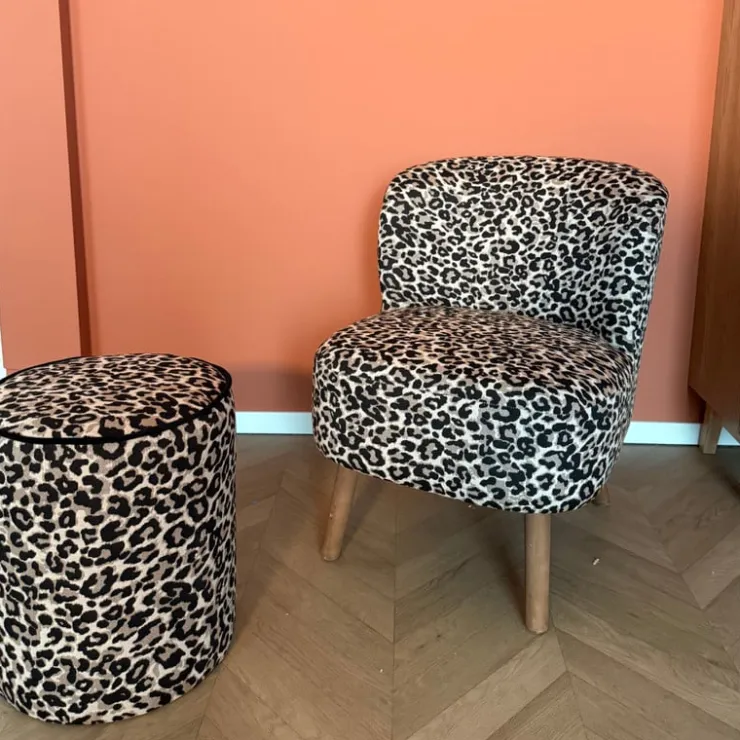 Xenos Fauteuil luipaard - bruin - 69x66x56 cm- Fauteuils