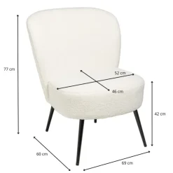Xenos Fauteuil teddy - wit - 77x69x60 cm- Fauteuils