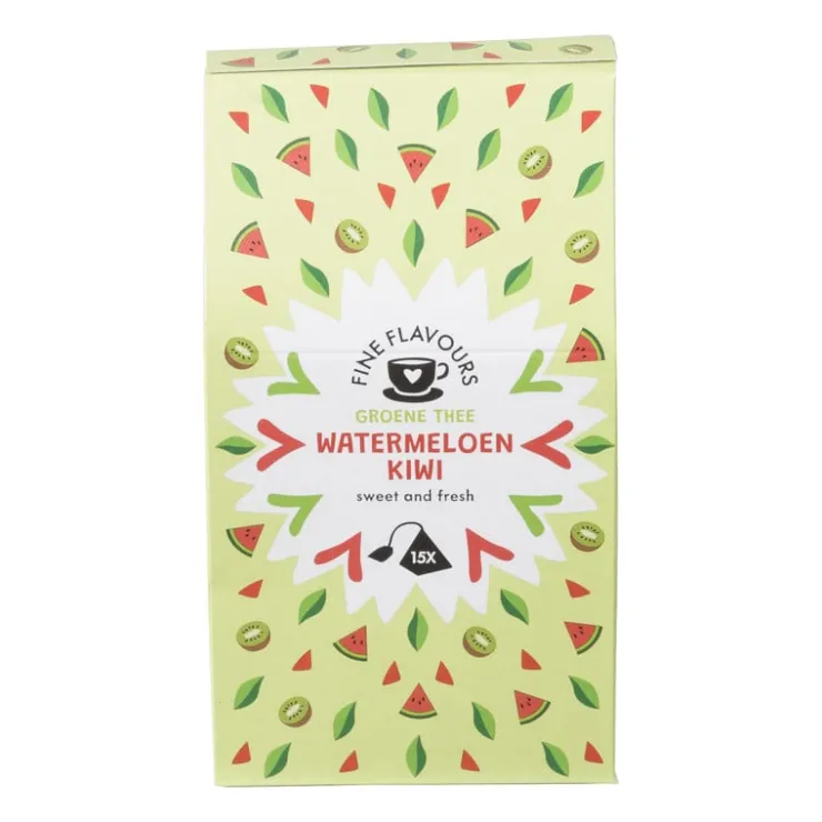 Xenos Fine flavours groene thee - watermeloen & kiwi - 15 piramide zakjes- Thee