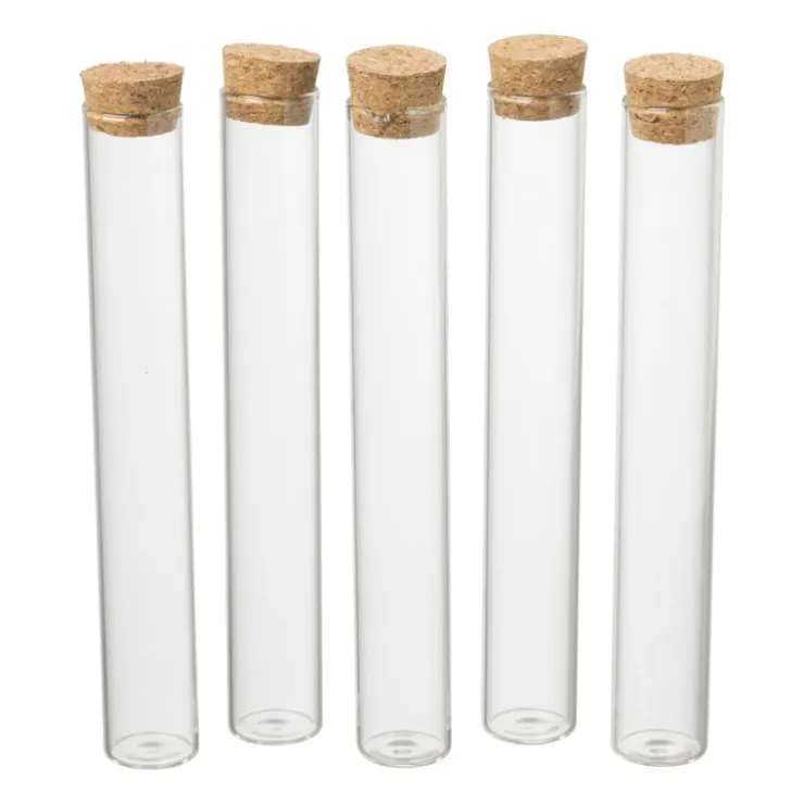 Xenos Flesjes met kurk - set van 5 - 15 cm- Knutselspullen