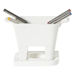Xenos Fondue set met 4 vorken - wit - 20x12x10.5 cm- Fondue