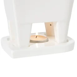 Xenos Fondue set met 4 vorken - wit - 20x12x10.5 cm- Fondue