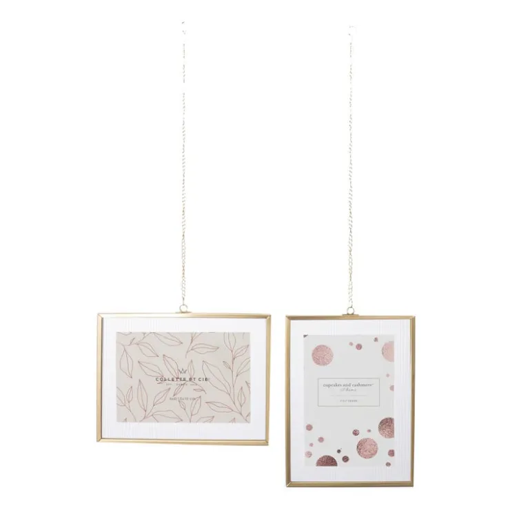 Xenos Fotolijst met ketting - 15x20x1 cm - goudkleurig- Fotolijsten