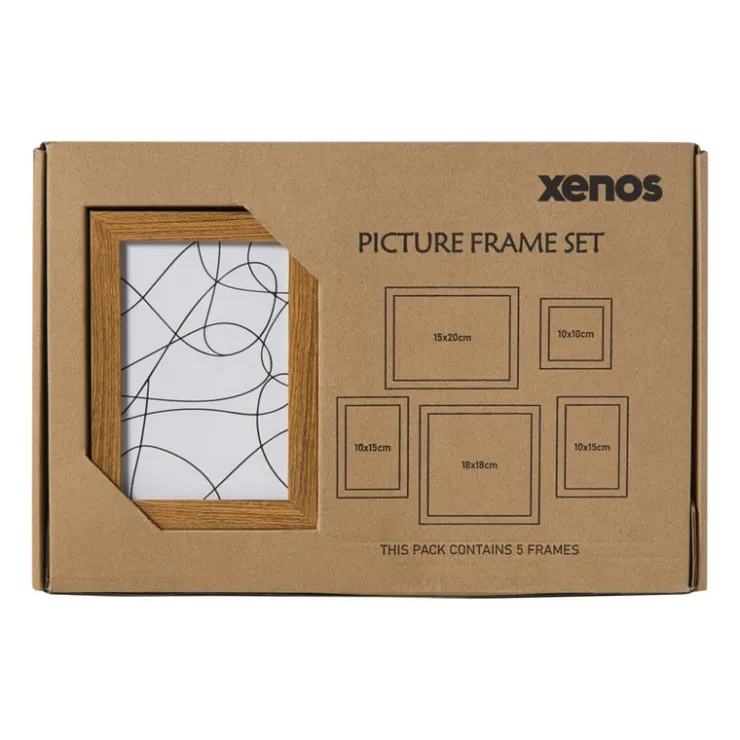 Xenos Fotolijstjes - hout - set van 5- Fotolijsten