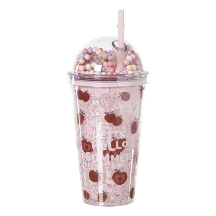 Xenos Funny beker appel - roze - 450 ml- Kerstcadeaus|Kinderservies