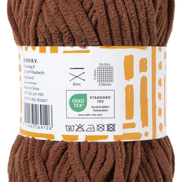 Xenos Garen chenille - bruin - 100 gram - 60 meter- Garen