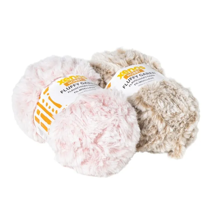 Xenos Garen fluffy - beige/bruin - 100 gram - 60 meter- Garen