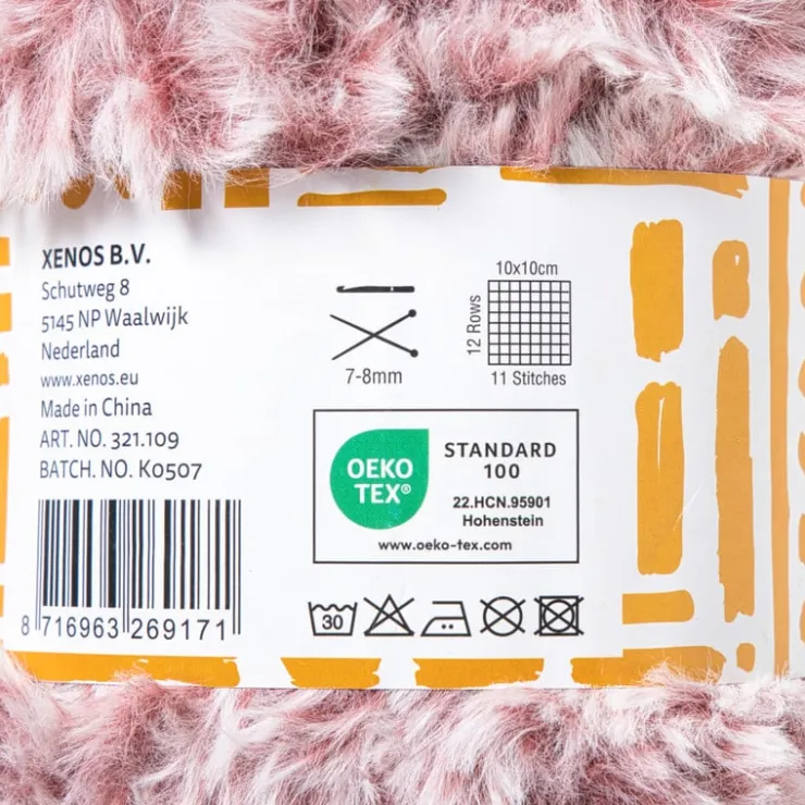 Xenos Garen fluffy - beige/rood - 100 gram - 60 meter- Garen
