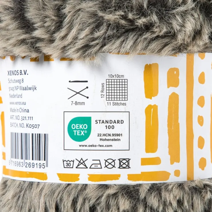 Xenos Garen fluffy - zwart/bruin - 100 gram - 60 meter- Garen