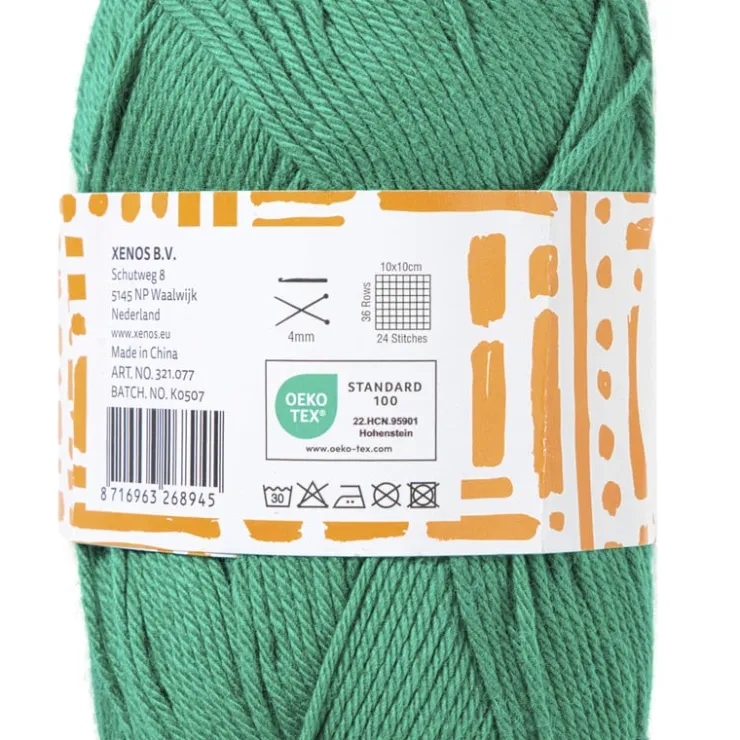 Xenos Garen katoen - groen - 50 gram - 125 meter- Garen