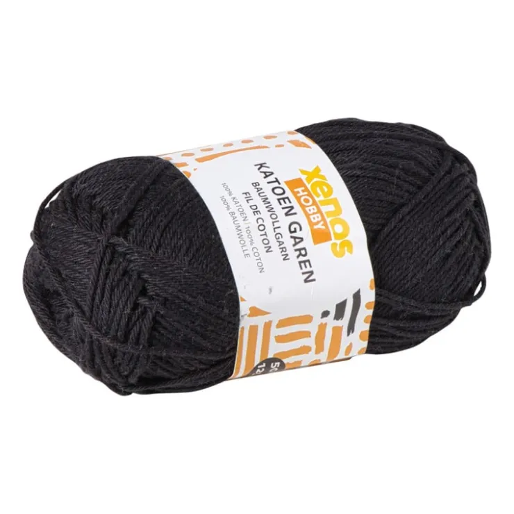 Xenos Garen katoen - zwart - 50 gram - 125 meter- Garen