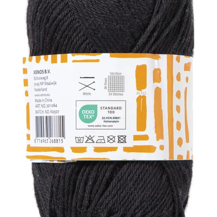 Xenos Garen katoen - zwart - 50 gram - 125 meter- Garen