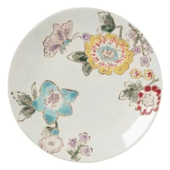 Xenos Gebaksbordje bloemen en vlinder - multikleur - ø15 cm- Borden