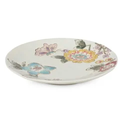 Xenos Gebaksbordje bloemen en vlinder - multikleur - ø15 cm- Borden