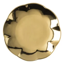 Xenos Gebaksbordje goud - keramiek - ø15.5x2 cm- Borden