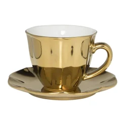 Xenos Gebaksbordje goud - keramiek - ø15.5x2 cm- Borden