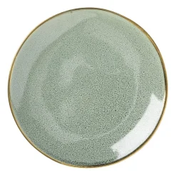 Xenos Gebaksbordje met gouden rand - groen - ø15 cm- Borden