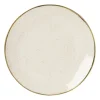 Xenos Gebaksbordje met gouden rand - beige - ø15 cm- Borden