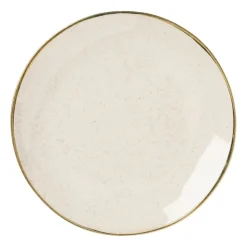 Xenos Gebaksbordje met gouden rand - beige - ø15 cm- Borden