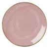 Xenos Gebaksbordje met gouden rand - roze - ø15 cm- Borden