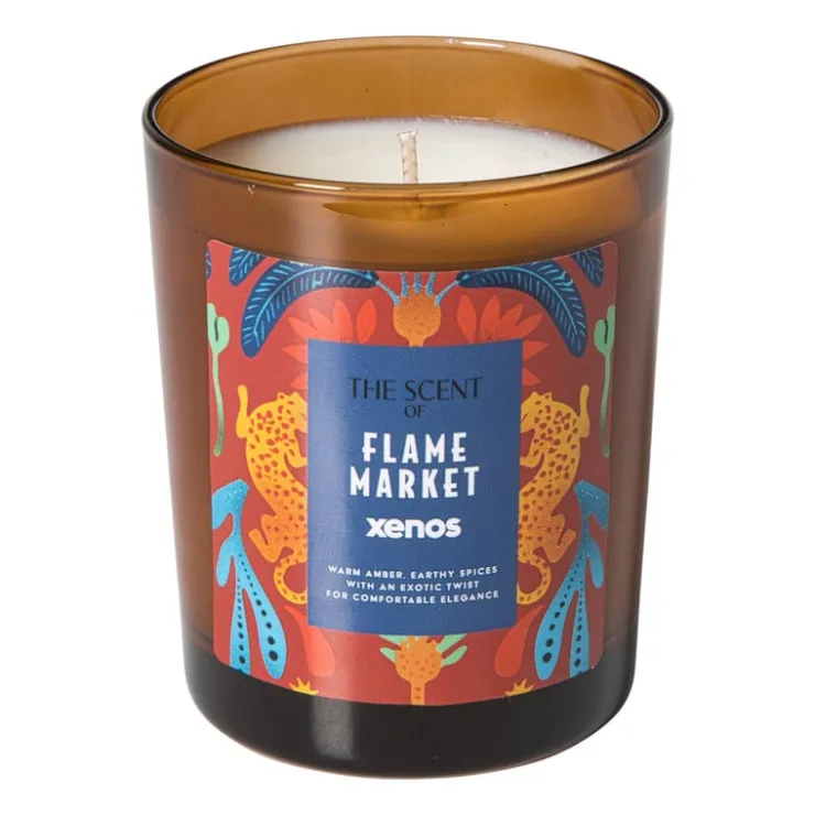 Xenos Geurkaars Flame Market - ø9.5x7.9 cm- Geurstokjes|Geurkaarsen