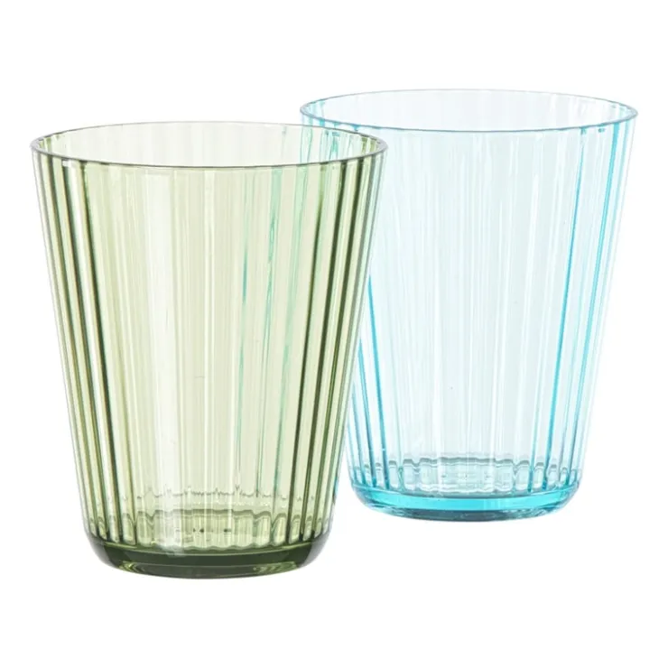 Xenos Glas streep - groen - 300 ml- Waterglazen