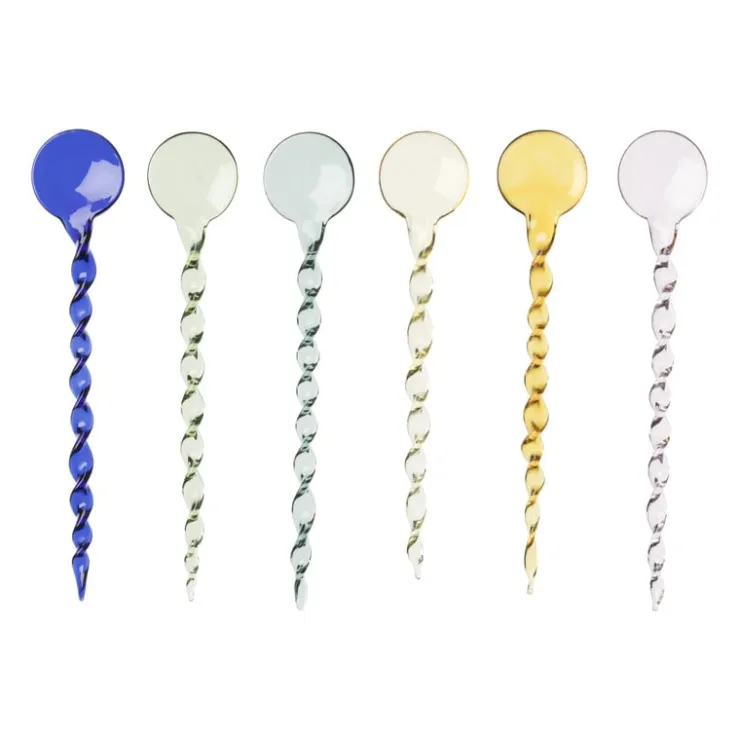 Xenos Glazen lepels - set van 6 - 14.8 cm- Lepels