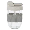 Xenos Glazen to-go beker - grijs - 350 ml- Drinkflessen