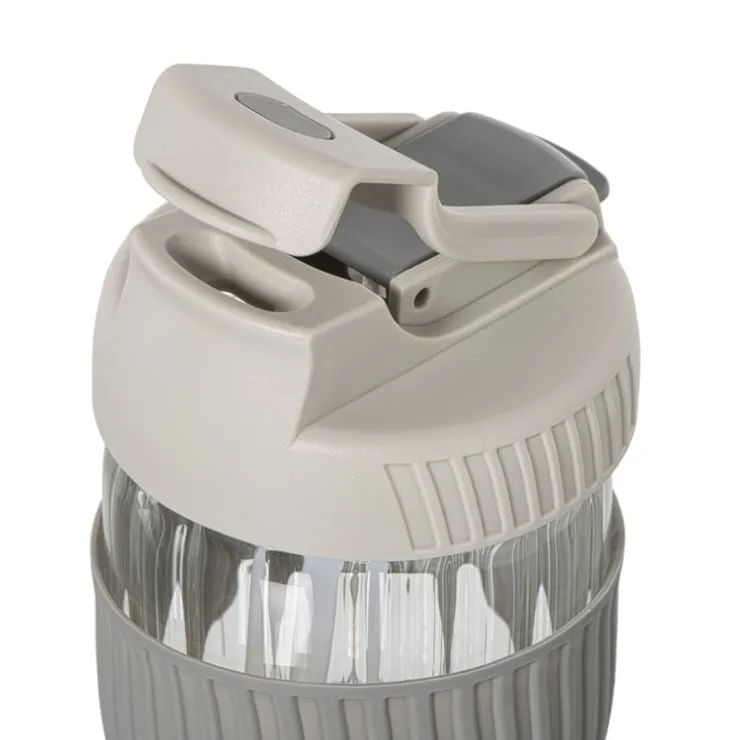 Xenos Glazen to-go beker - grijs - 350 ml- Drinkflessen