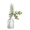 Xenos Glazen vaasje met eucalyptus - groen - 28x24x12 cm- Kunstbloemen