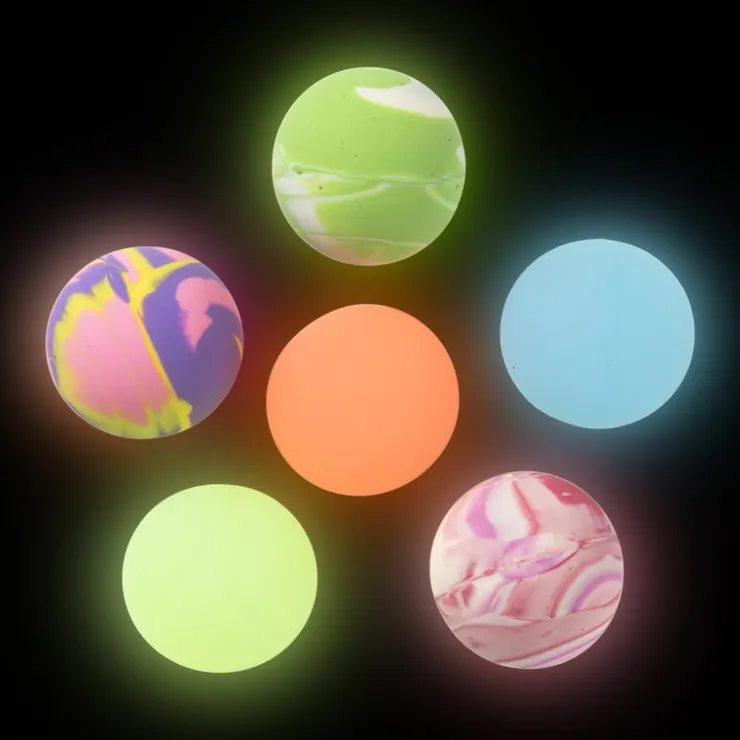 Xenos Glow in the dark stuiterbal - set van 6 - diverse varianten- Spellen|Buitenspeelgoed