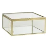 Xenos Gouden box groot - vierkant - 14x14x6 cm- Sieraden Opbergen|Kerstcadeaus