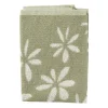 Xenos Handdoek bloemen - groen/wit - 50x50 cm- Thee- En Keukendoeken