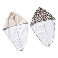 Xenos Handdoek tulband - panter - set van 2- Badkamer Accessoires|Kerstcadeaus