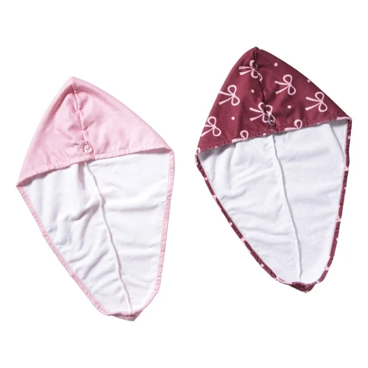 Xenos Handdoek tulband - strikjes - set van 2- Badkamer Accessoires|Kerstcadeaus