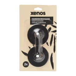 Xenos Handdoekhaken - zwart - set van 2- Badkamer Accessoires